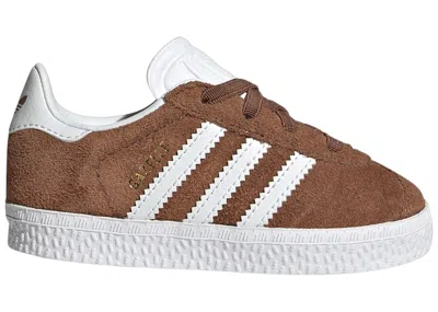 Pre-owned Adidas Originals Gazelle Comfort Closure Sneakers In Preloved Brown/cloud White/gold Metallic In Multi