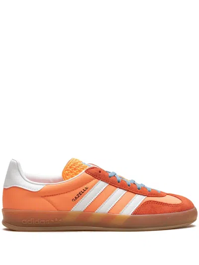 Adidas Originals Gazelle Indoor Sneakers With Gum Sole In Orange And Light Blue
