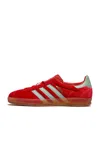 Adidas Originals Gazelle Indoor Sneakers In Suede In Better Scarlet  Hazy Green  & Gum