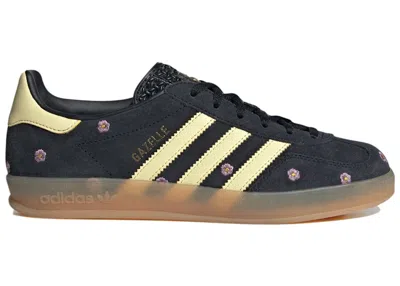 Pre-owned Adidas Originals Gazelle Indoor Floral (women's) Sneakers In Core Black/almost Yellow/silver Dawn In Multi