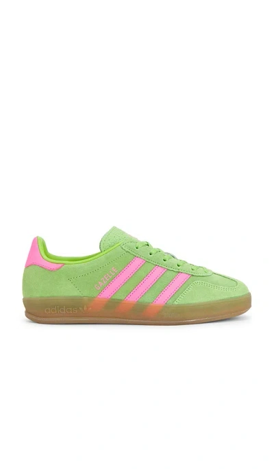 Adidas Originals Gazelle Indoor In Semi Lucid Green  Lucid Pink & Gum 4