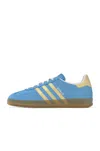 Adidas Originals Gazelle Indoor Leather-trimmed Suede And Nylon Sneakers In Semi Blue Burst  Almost Yellow  & White