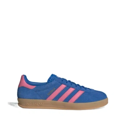 Adidas Originals Gazelle Indoor Sneakers In Blue/lucid Pink/gum 3