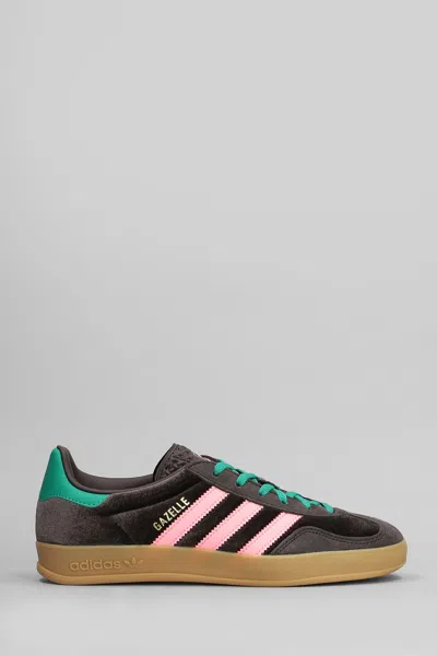 Adidas Originals Gazelle Indoor Sneakers In Brown Velvet In Multi