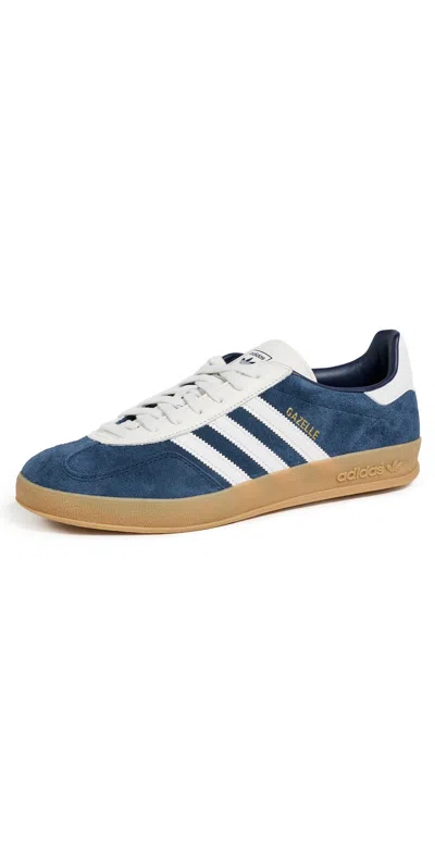 Adidas Originals Gazelle Indoor Sneakers Night Indigo/core White/gum 3 In Blue
