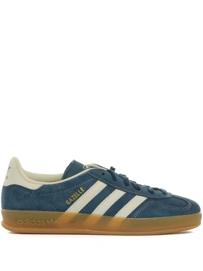 Adidas Originals Gazelle Indoor Three-stripe Sneakers In Blue