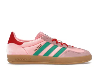 Pre-owned Adidas Originals Gazelle Indoor Velvet (women's) Sneakers In Pink/green/scarelet Red
