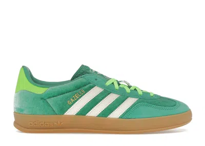 Pre-owned Adidas Originals Gazelle Indoor Velvet (women's) Sneakers In Semi Court Green/cream White/solar Green