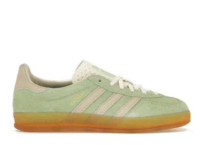 Pre-owned Adidas Originals Gazelle Indoor (women's) Sneakers In Semi Green Spark/almost Yellow/cream White