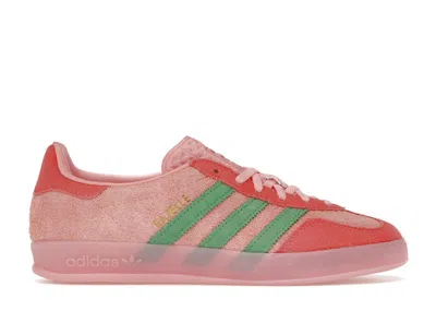 Pre-owned Adidas Originals Gazelle Indoor (women's) Sneakers In Semi Pink Spark/preloved Green/preloved Scarelet Red