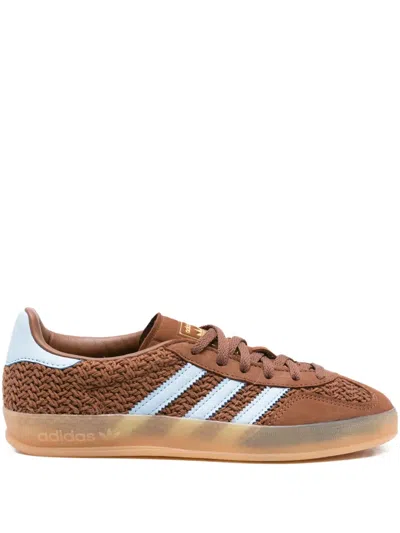 Adidas Originals Gazelle Leather Sneakers In Brown