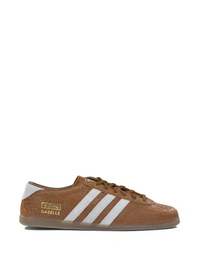 Adidas Originals Gazelle Lo Pro Snakeskin-effect Sneakers In Brown