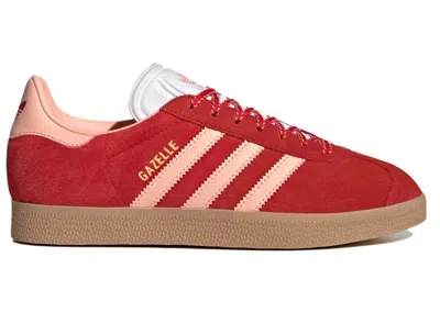 Pre-owned Adidas Originals Gazelle Scarlet (women's) Sneakers In Better Scarelet Red/glow Pink/gold Metallic