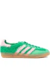 Adidas Originals Gazelle Indoor Suede-trimmed Brushed-knit Sneakers In Green