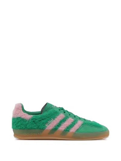 Adidas Originals Gazelle Indoor Suede-trimmed Brushed-knit Sneakers In Green