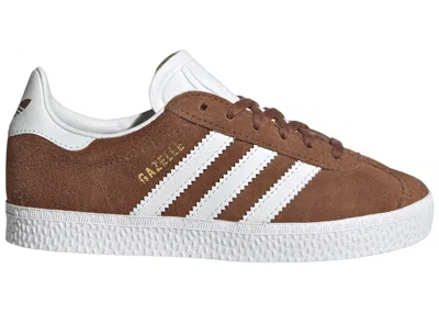 Pre-owned Adidas Originals Gazelle Sneakers In Preloved Brown/cloud White/gold Metallic