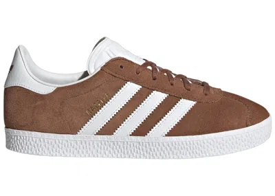 Pre-owned Adidas Originals Gazelle Sneakers In Preloved Brown/cloud White/gold Metallic