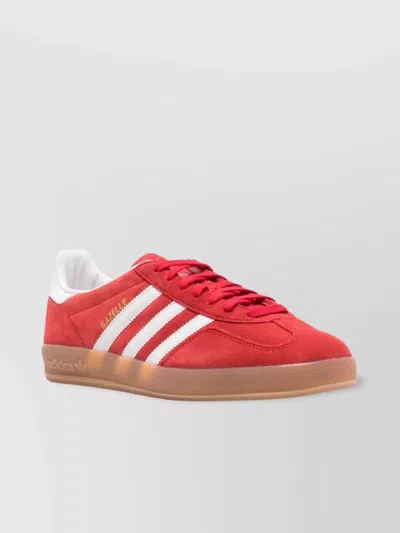 Adidas Originals Gazelle Suede Sneakers With Branded Heel In Red