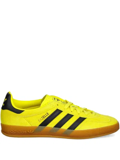 Adidas Originals Gazelle Three-stripe Suede Sneakers In Yellow