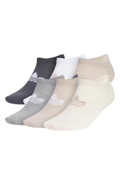 Adidas Originals Gender Inclusive Superlite Assorted 6-pack No Show Socks In Beige/ Onix Grey/ White