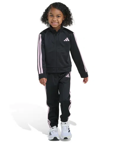 Adidas Originals Kids' Girls 2t-6x Two Piece Regular Fit Jacket And Joggers Set In Black