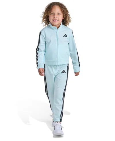 Adidas Originals Kids' Girls 2t-6x Two Piece Regular Fit Jacket And Joggers Set In Green