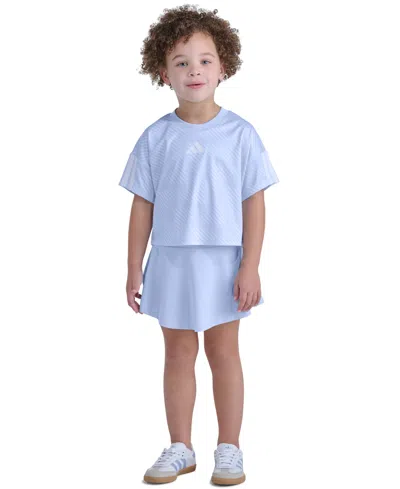 Adidas Originals Kids' Girls' 2t-6x Short-sleeve Top & Skort, 2-piece Set In Blue