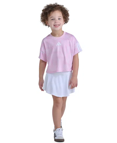 Adidas Originals Kids' Girls' 2t-6x Short-sleeve Top & Skort, 2-piece Set In Pink