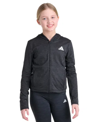 Adidas Originals Kids' Girls' 7-16 Long-sleeve Full-zip Hooded Jacket In Black