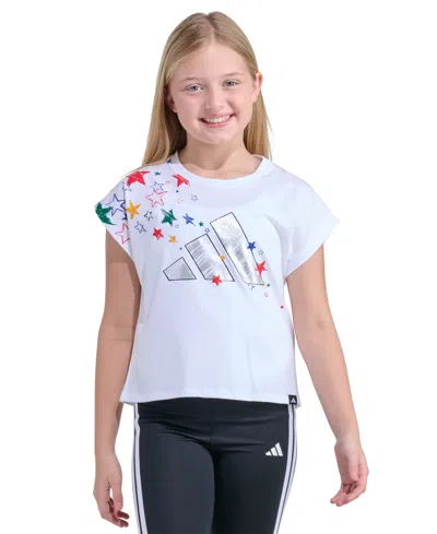 Adidas Originals Big Kid Girls Crew Neck Sleeveless Regular Fit Graphic T-shirt In White