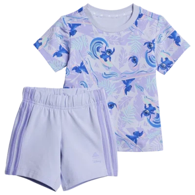 Adidas Originals Kids' Girls Adidas Adidas X Disney Lilo And Stitch Shorts And T-shirt Set In Violet Tone/multicolor