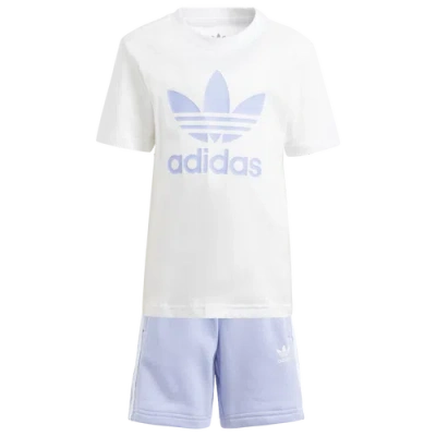 Adidas Originals Kids' Girls  Shorts & T-shirt Set In Purple/white