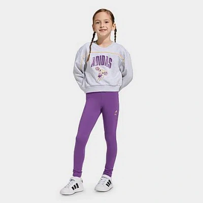 Adidas Originals Babies' Girls' Toddler And Little Kids X Disney Minnie Mouse Sweatshirt And Leggings Set In Purple