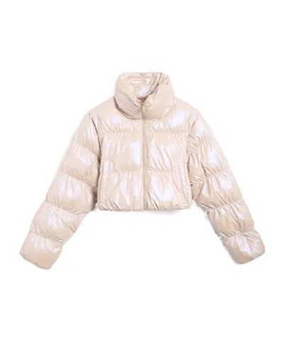 Adidas Originals Glossy Cropped Puffer Jacket In White