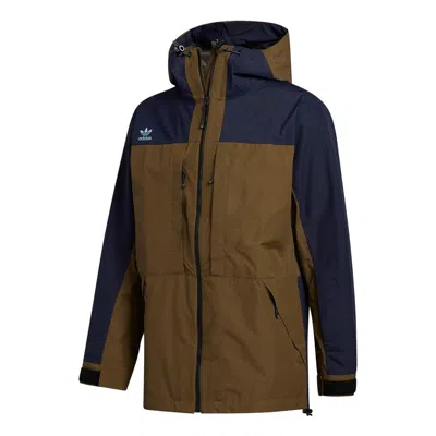 Adidas Originals Gore Tex Colorblock Outdoor Windproof Hooded Jacket Brown