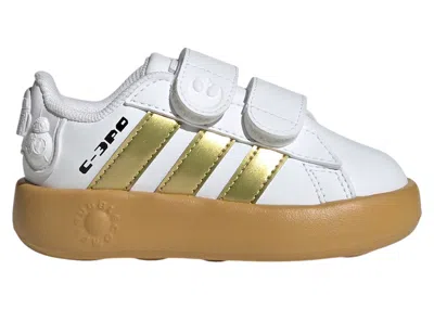 Pre-owned Adidas Originals Grand Court 2.0 Star Wars Sneakers In Cloud White/gold Metallic/preloved Bronze