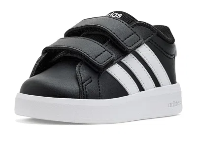 Adidas Originals Grand Court 3.0 Hook And Loop Shoes Kid's Shoes Black/white/white : 10 Toddler M, Synthetic