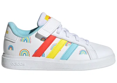 Pre-owned Adidas Originals Grand Court And Top Strap Sneakers In Cloud White/bold Orange/impact Yellow In Multi