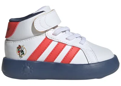 Pre-owned Adidas Originals Grand Court Disney Mickey Sneakers In Cloud White/bright Red/preloved Ink