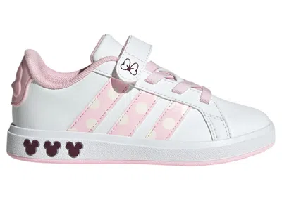 Pre-owned Adidas Originals Grand Court Disney Minnie Mouse Sneakers In Cloud White/clear Pink/chalk White