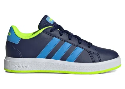 Pre-owned Adidas Originals Grand Court Lifestyle Sneakers In Dark Blue/blue Burst/lucid Lemon