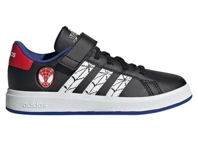 Pre-owned Adidas Originals Grand Court Marvel Spiderman Sneakers In Core Black/cloud White/semi Lucid Blue In Multi