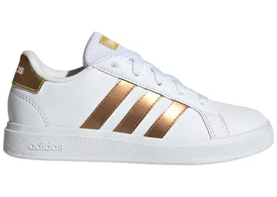 Pre-owned Adidas Originals Grand Court Sustainable Sneakers In Cloud White/matte Gold