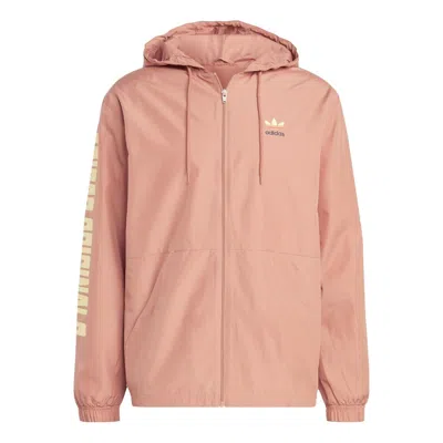Adidas Originals Graphic Planet Windbreaker Jacket 'clay Strata' In Pink
