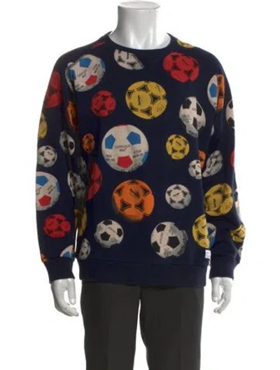 Pre-owned Adidas Originals Graphic Print Crew Neck Sweatshirt In Blue