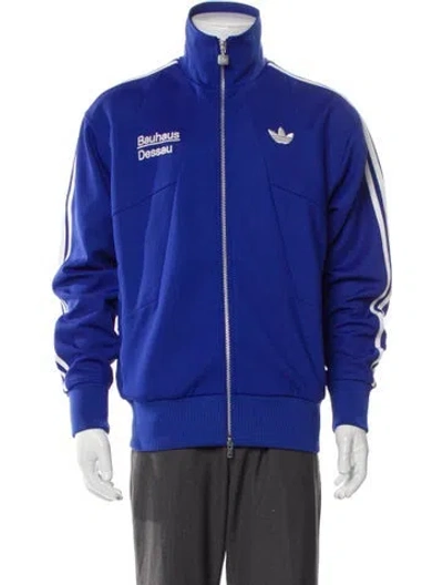 Pre-owned Adidas Originals Graphic Print Windbreaker In Blue