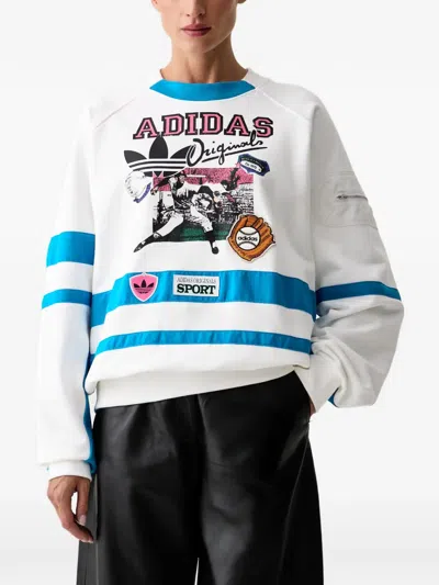 Adidas Originals Graphic-print Panelled Sweater In White