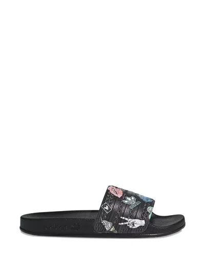 Adidas Originals Kids' Graphics Adilette Flip-flops In Black