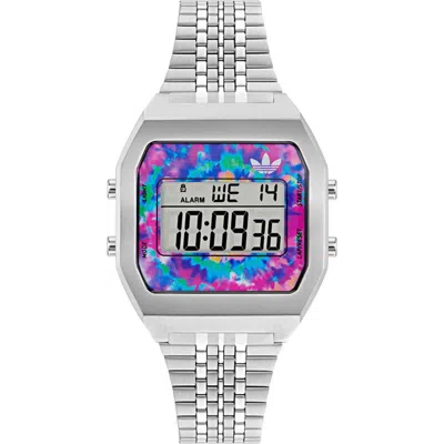 Adidas Originals Gray Stainless Steel Digital Watch In Metallic