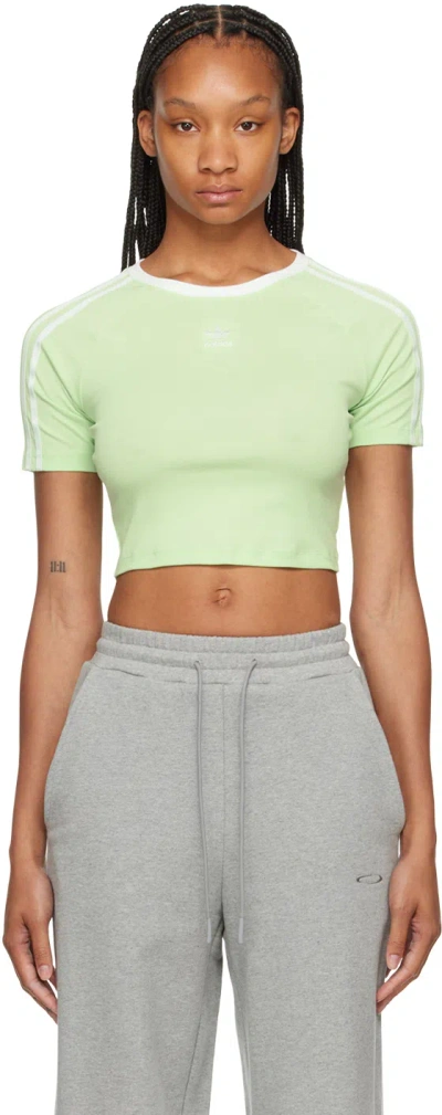 Adidas Originals Green 3-stripes T-shirt In Semi Green Spark